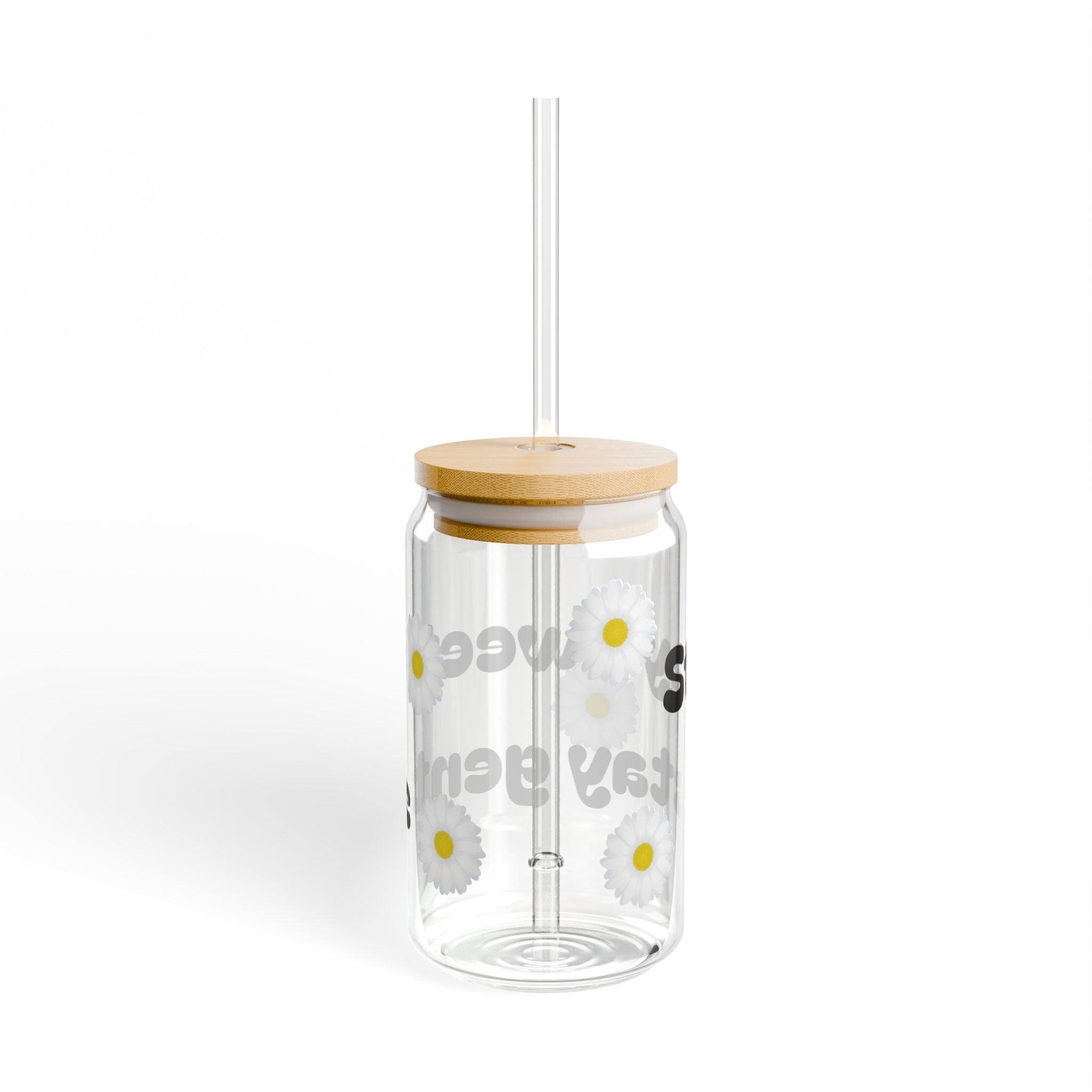 Positive Vibe Sipper Glass, 16oz | Stay Sweet Stay Gentle, Cute Glass Straw Tumbler, Eco-Friendly Drinkware, Gift for Friends