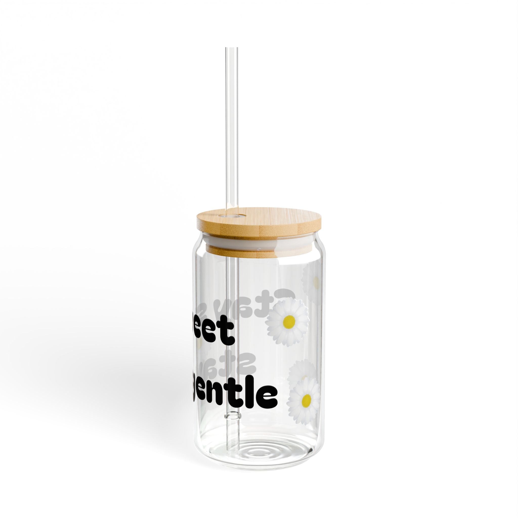 Positive Vibe Sipper Glass, 16oz | Stay Sweet Stay Gentle, Cute Glass Straw Tumbler, Eco-Friendly Drinkware, Gift for Friends