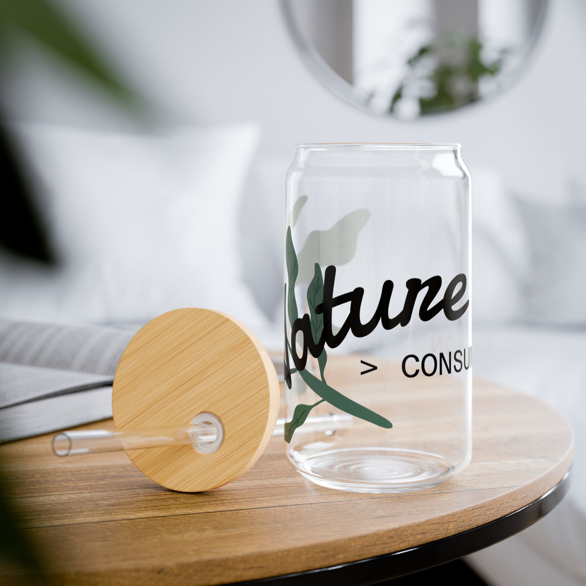 Nature-Themed Sipper Glass - 16oz Eco-Friendly Drinkware, Perfect for Parties, Eco-Conscious Gift, Sustainable Living, Indoor Plants [...]