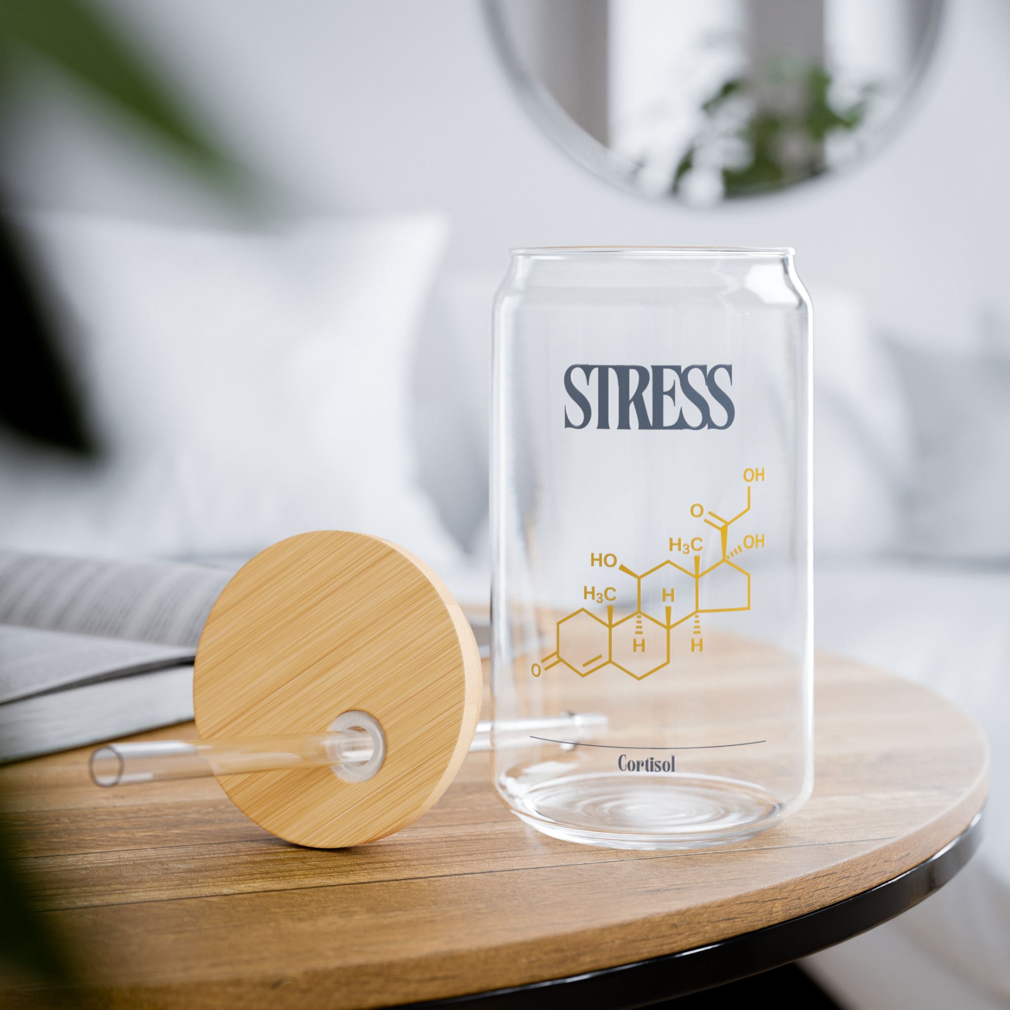 Stress Relief Sipper Glass | 16oz Inspirational Beverage Jar | Safe Drinkware for Calming Moments, Gifts for Friends, Home Decor