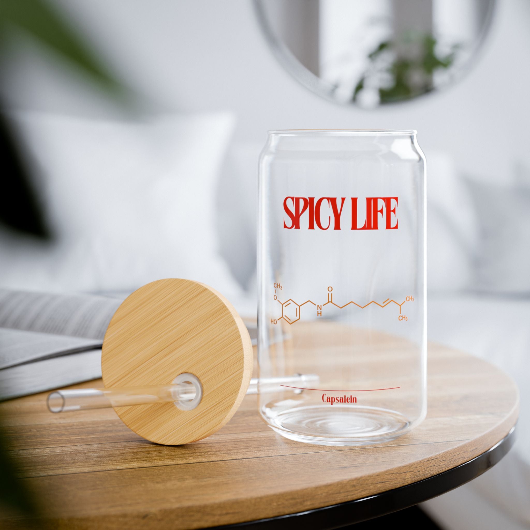 Spicy Life Sipper Glass - 16oz, Stylish Drinkware for Home, Office, or Gifts, Eco-Friendly Bamboo Lid, Ideal for Summer Parties, [...]