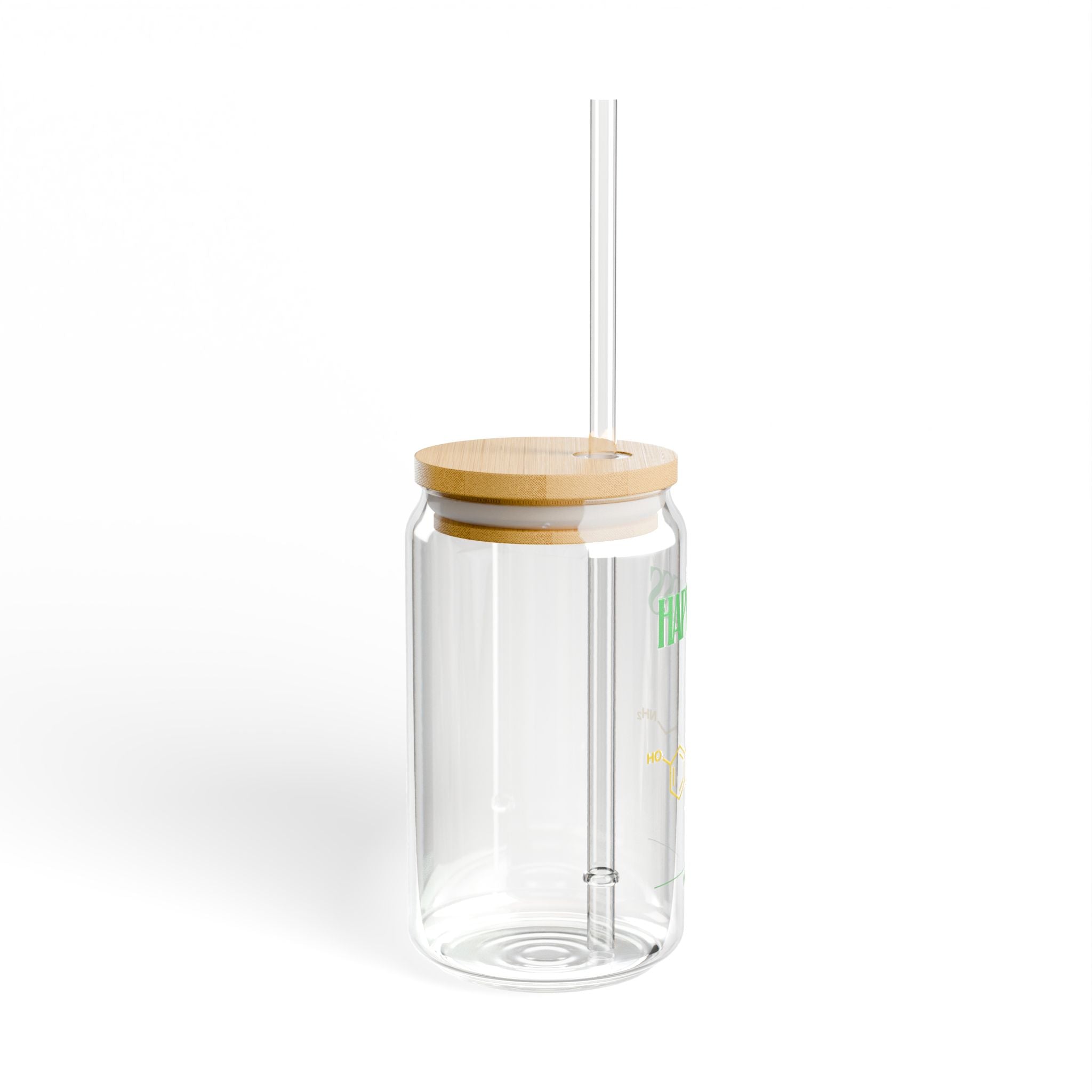 Happiness Sipper Glass, 16oz | Eco-Friendly Drinking Jar for Smoothies, Water, Juice, Gifts, Home Decor