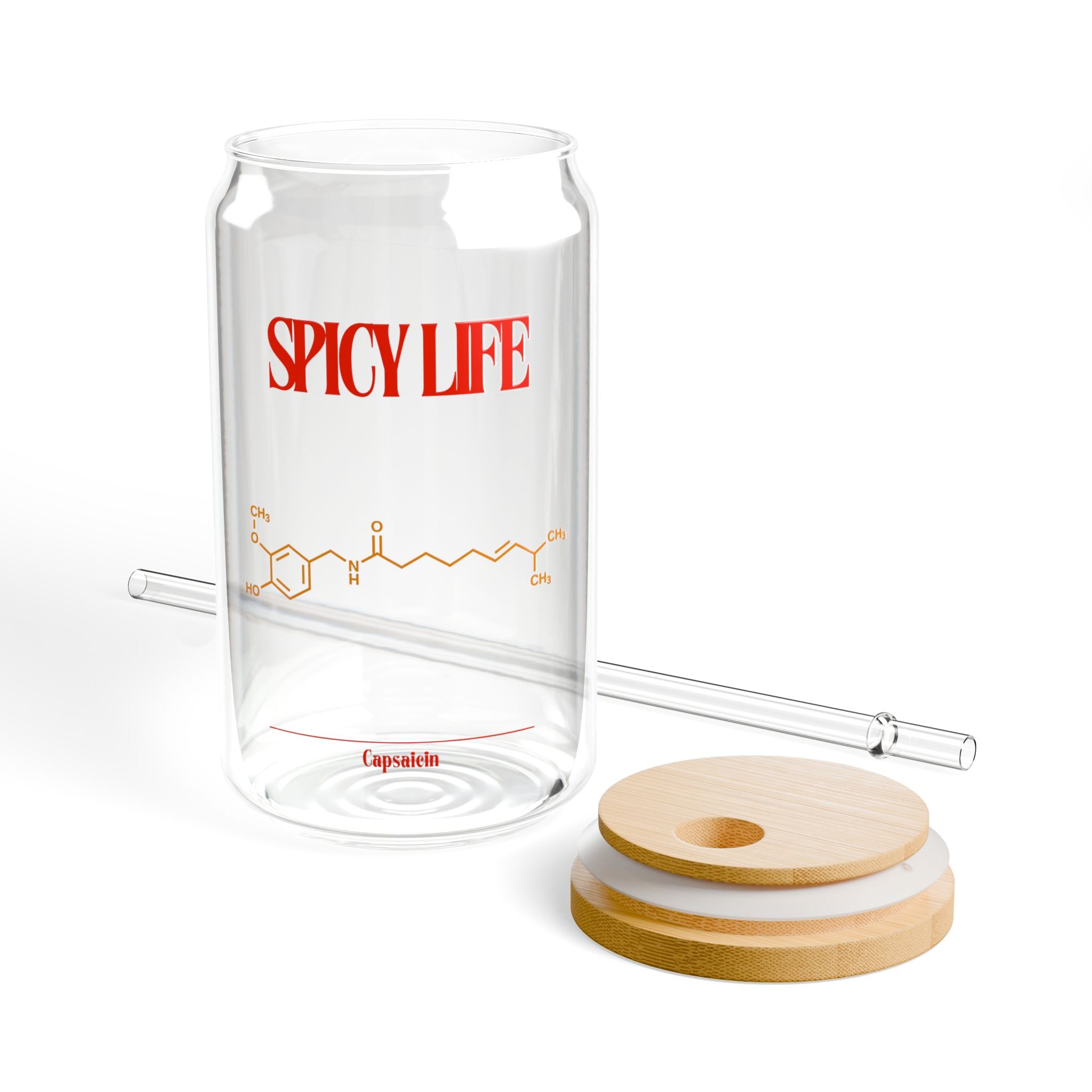 Spicy Life Sipper Glass - 16oz, Stylish Drinkware for Home, Office, or Gifts, Eco-Friendly Bamboo Lid, Ideal for Summer Parties, [...]