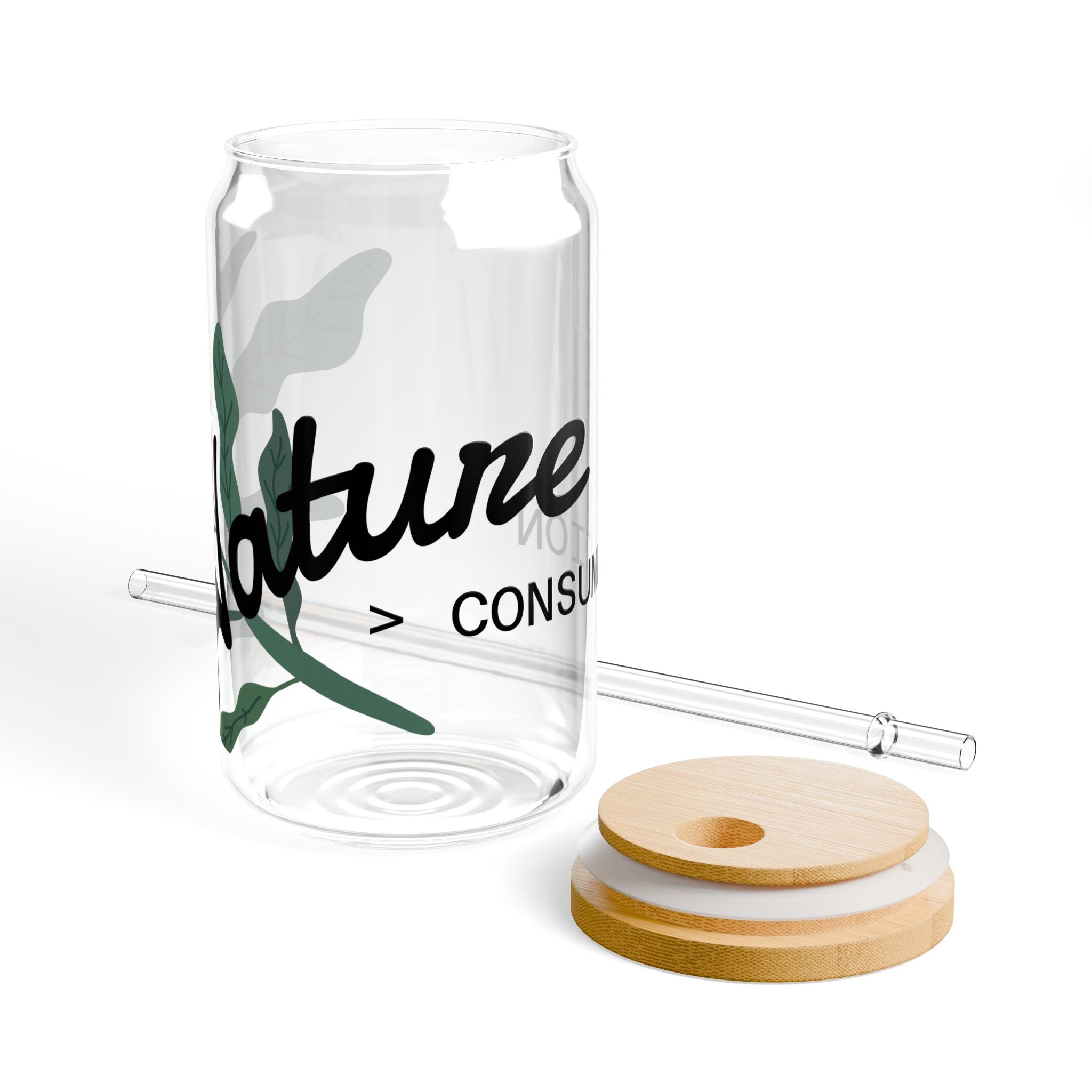 Nature-Themed Sipper Glass - 16oz Eco-Friendly Drinkware, Perfect for Parties, Eco-Conscious Gift, Sustainable Living, Indoor Plants [...]