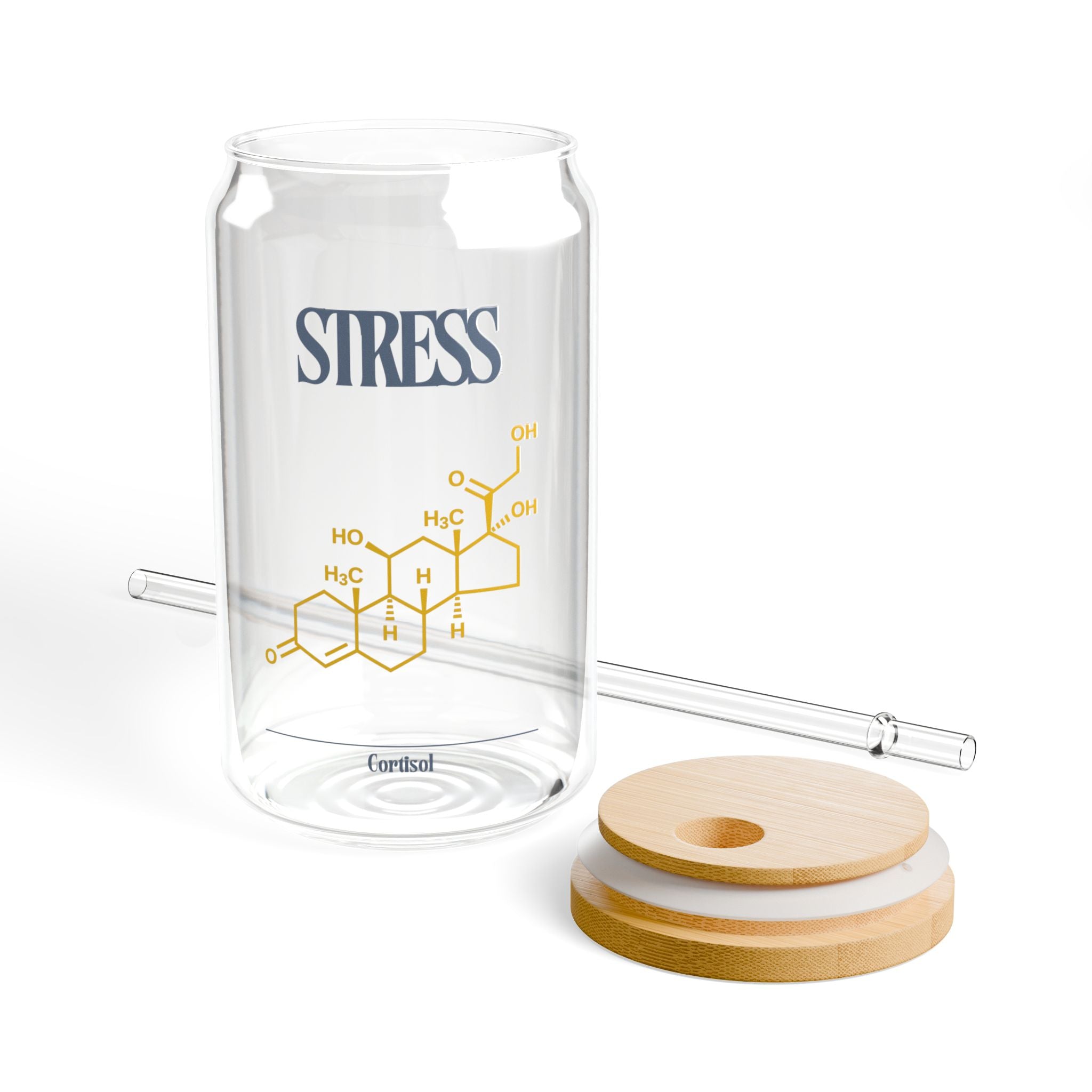 Stress Relief Sipper Glass | 16oz Inspirational Beverage Jar | Safe Drinkware for Calming Moments, Gifts for Friends, Home Decor