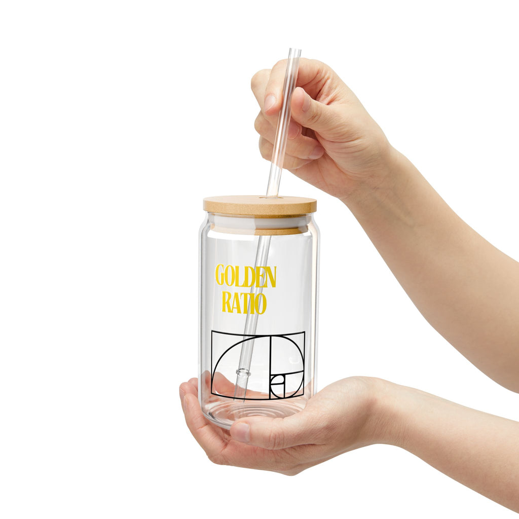 Golden Ratio Sipper Glass, 16oz | Drinkware for Math Lovers, Unique Gift for Students, Eco-Friendly Water Bottle, Home Decor, Kitchen Gifts