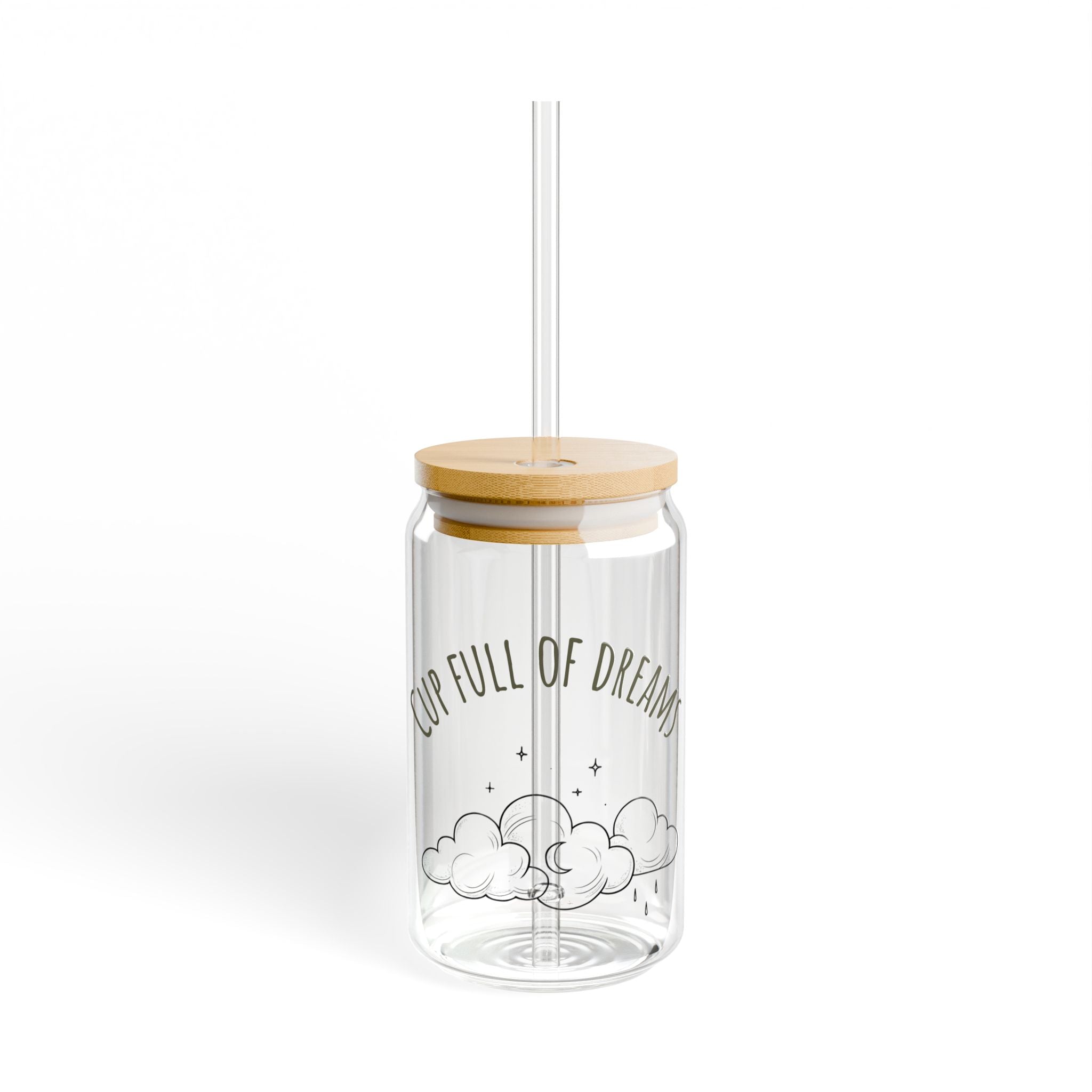 16oz Aesthetic Sipping Glass – "Cup Full of Dreams" – Inspirational Quote for Self-Love & Positivity